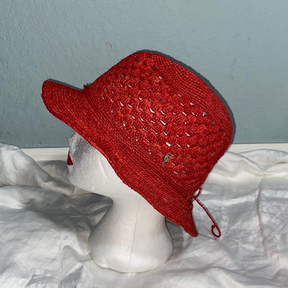 Nwot Women's HELEN KAMINSKI Woven Raffia Fedora Style Hat w/Tie